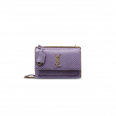 YSL SUNSET MEDIUM IN SNAKESKIN-EMBOSSED LEATHER 422906 (22*16*8cm)